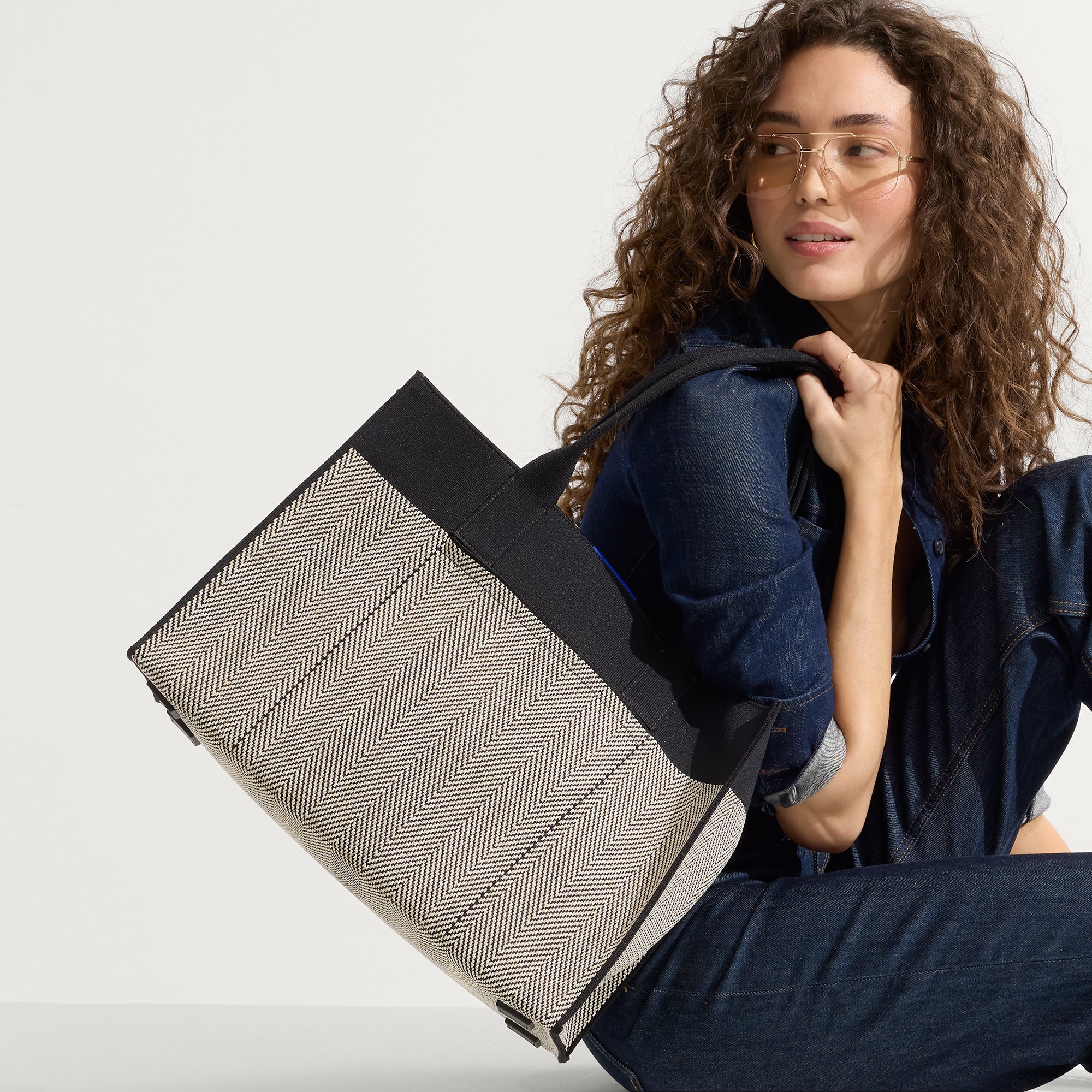 The Classic Tote - Black Herringbone - Image 3
