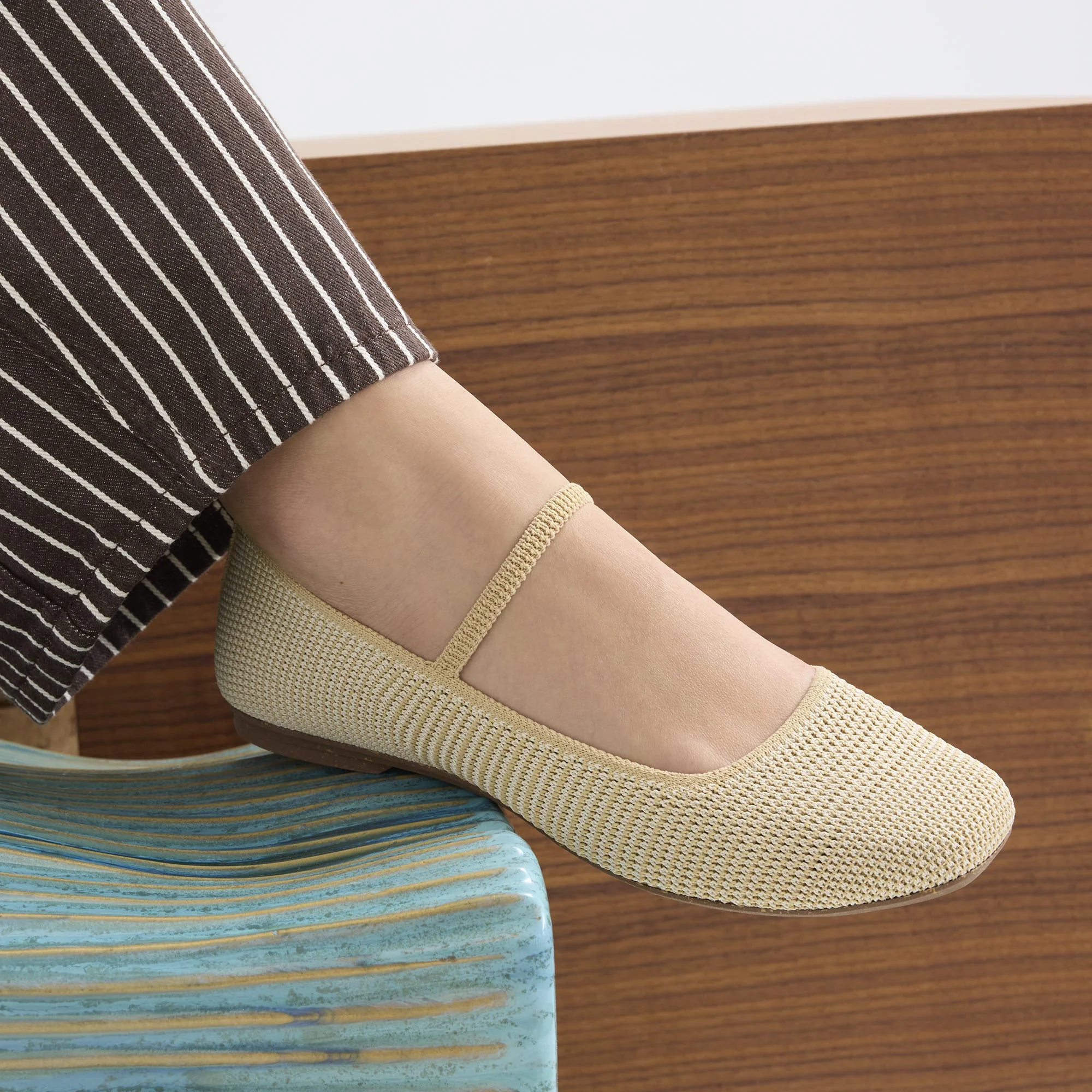 The Max Square Mary Jane - Cream Raffia-Knit - Image 2