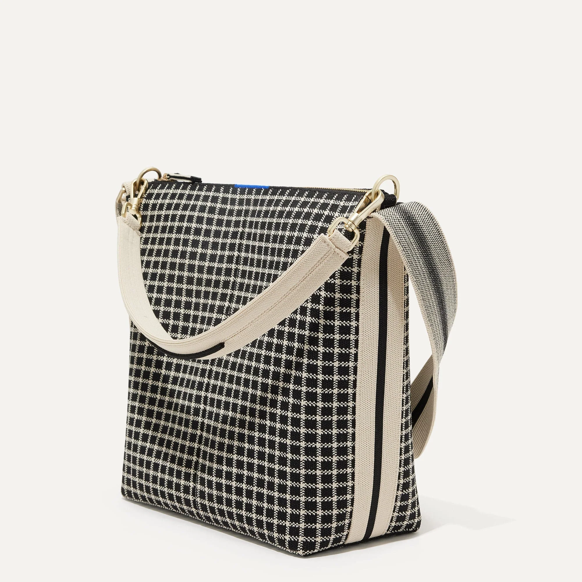 The Mini Zip Bucket - Black and Ivory Grid - Image 5