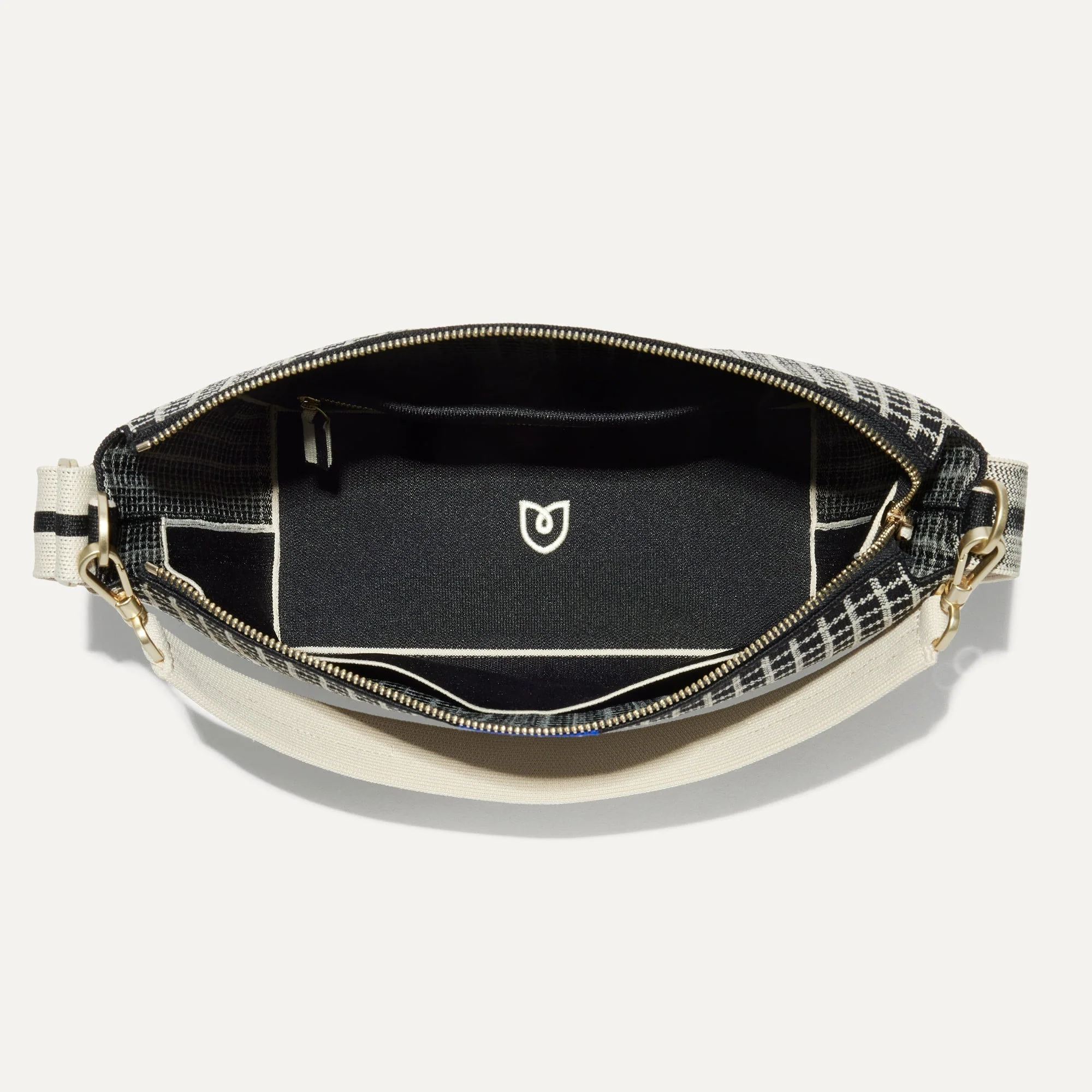 The Mini Zip Bucket - Black and Ivory Grid - Image 7