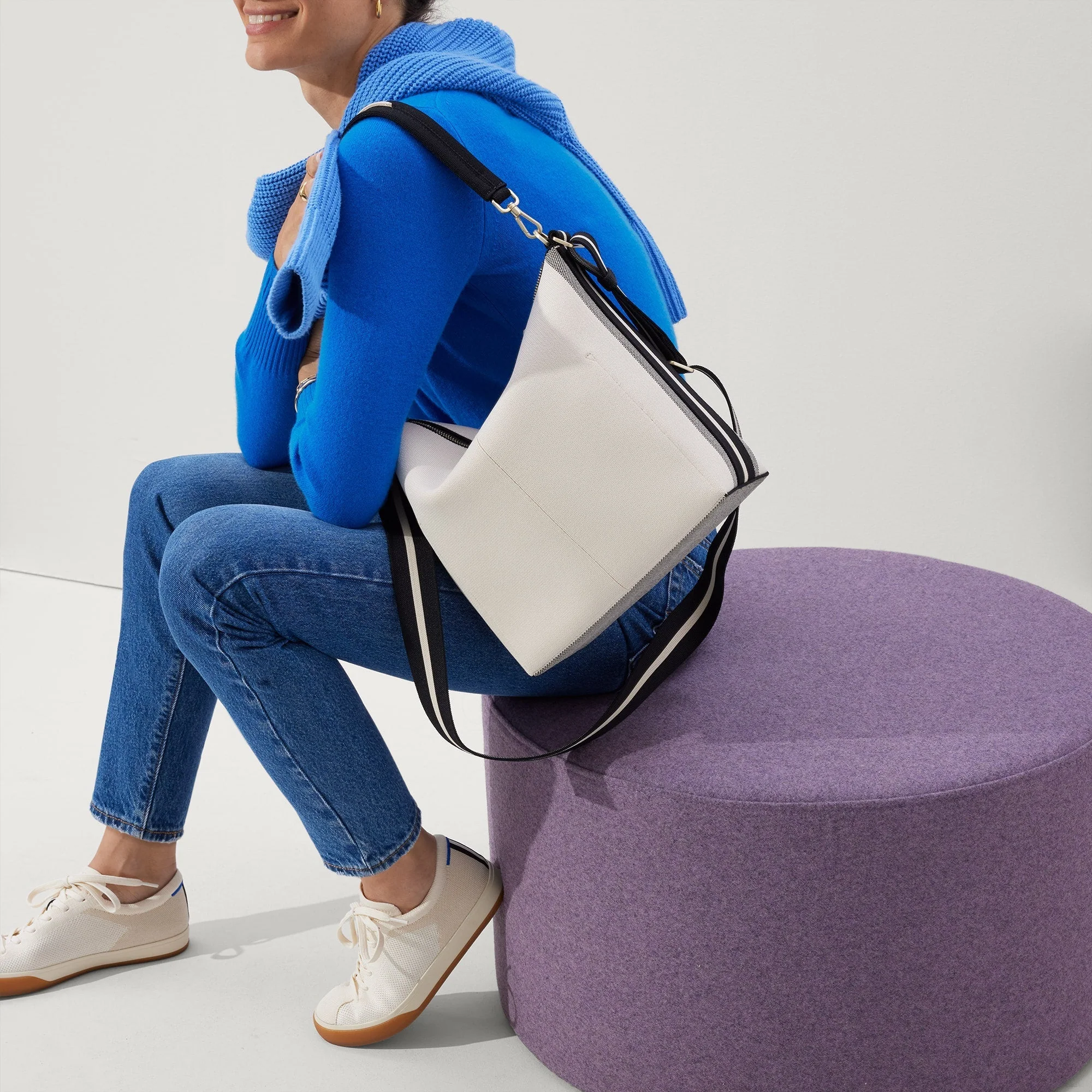 The Mini Zip Bucket - Ivory and Black - Image 4