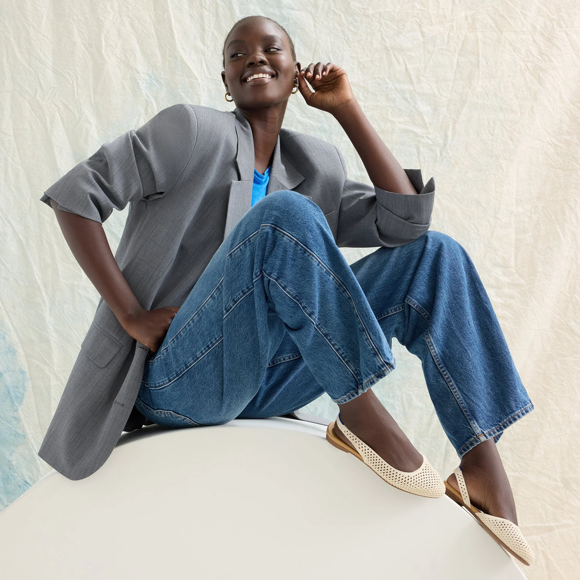 The Almond Slingback - Off White Mesh - Image 3
